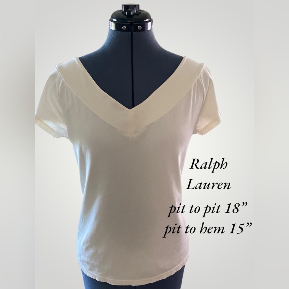 Ralph Lauren Cream Fitted Sailor Collar Blouse